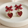 Red Heart Bow Earring