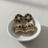 Emerald & Ruby Geometric Jhumkas