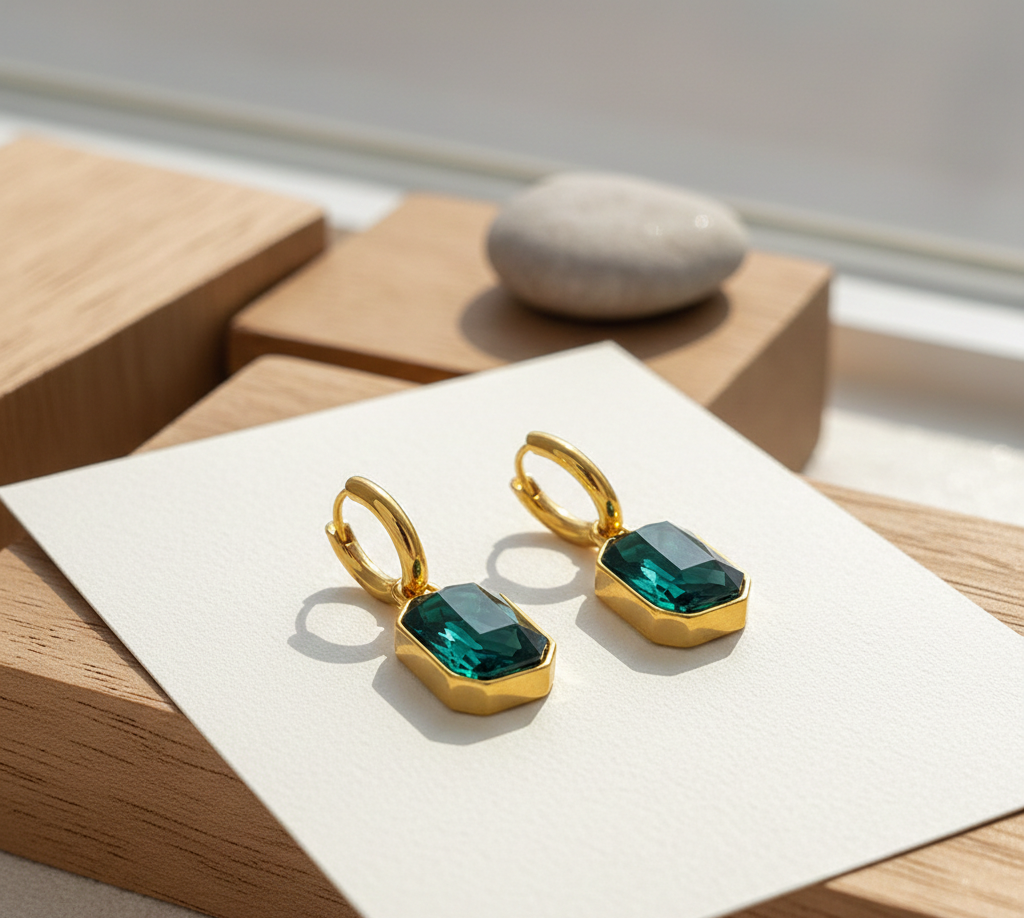 Emerald Regency Anti Tarnish Earrings - Image 2