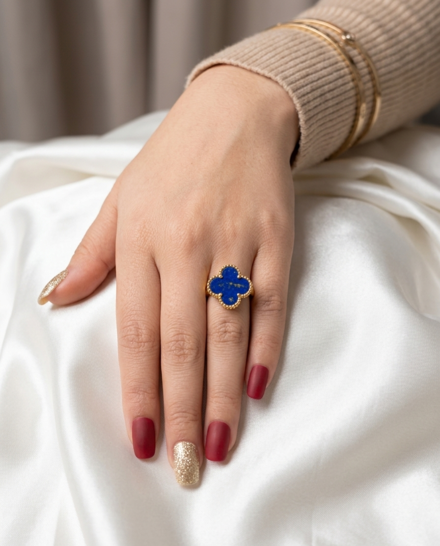 Lapis Clover Statement Ring